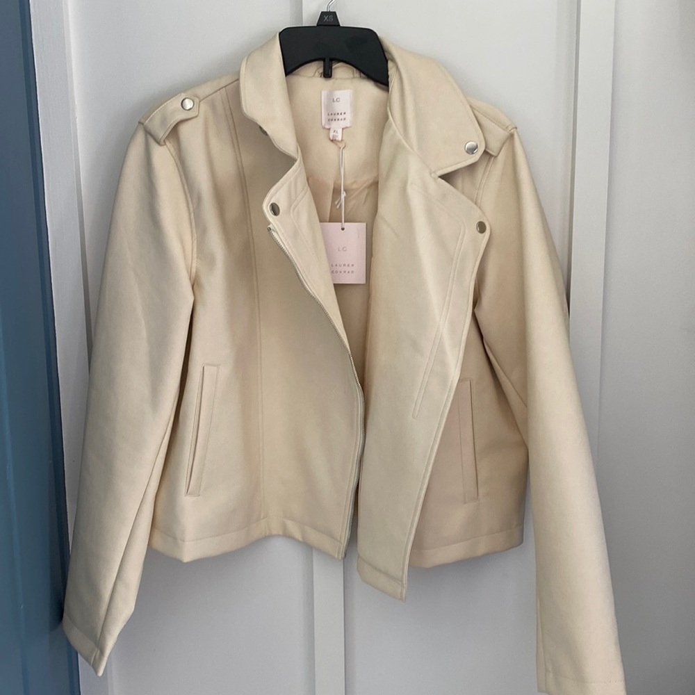 NWT LC Lauren Conrad Off White Moto Jacket